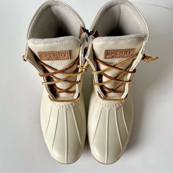 Sperry-Women’s-Saltwater Duck Boot-Size 10-Ivory/Shimmer Gold/Brown-NWOT - Picture 2 of 12